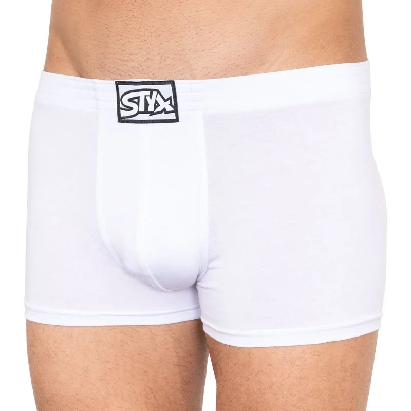 Styx Pánské boxerky klasická guma bílé (Q1061) L