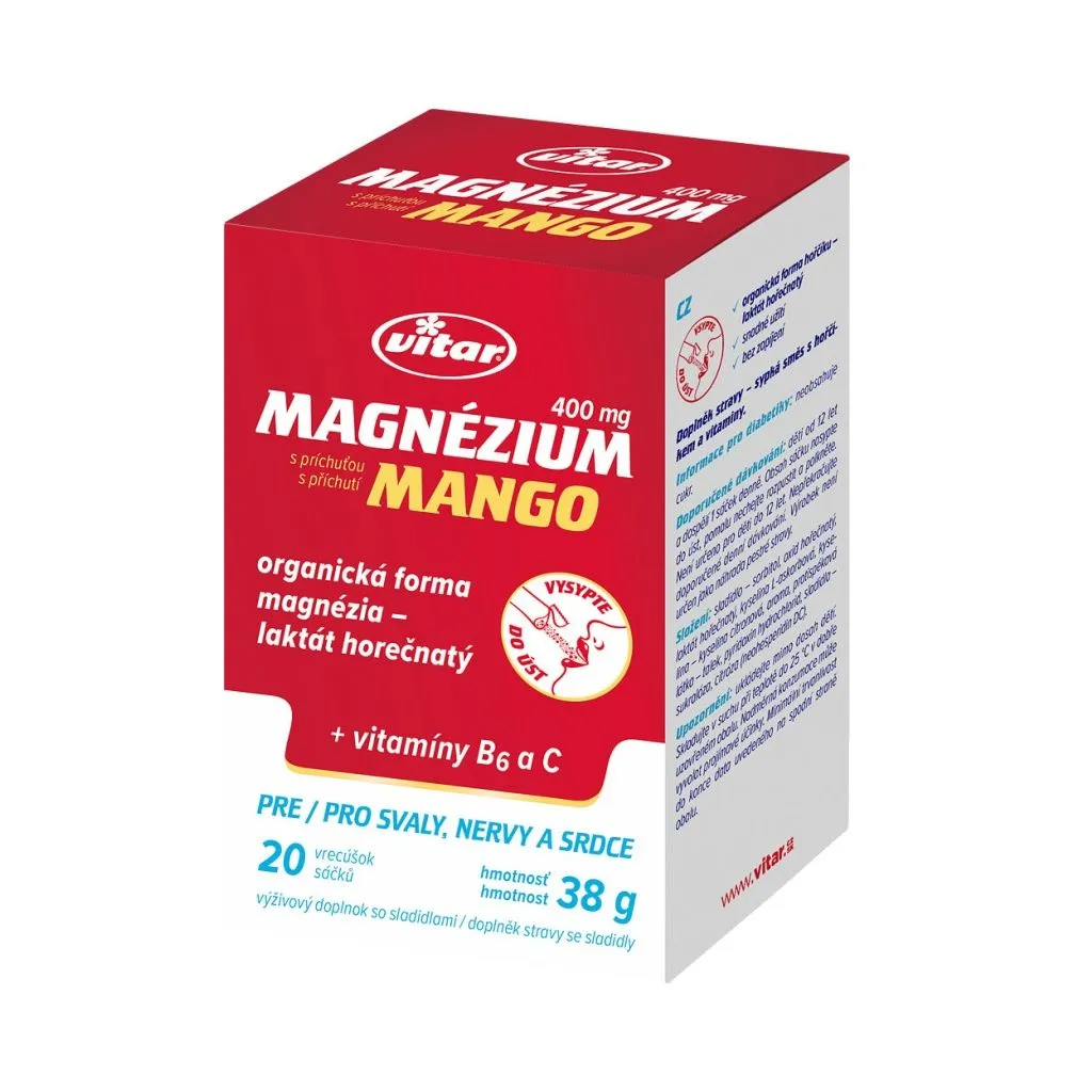 Vitar Magnezium Mango 400 mg + vitamin B6 + vitamin C