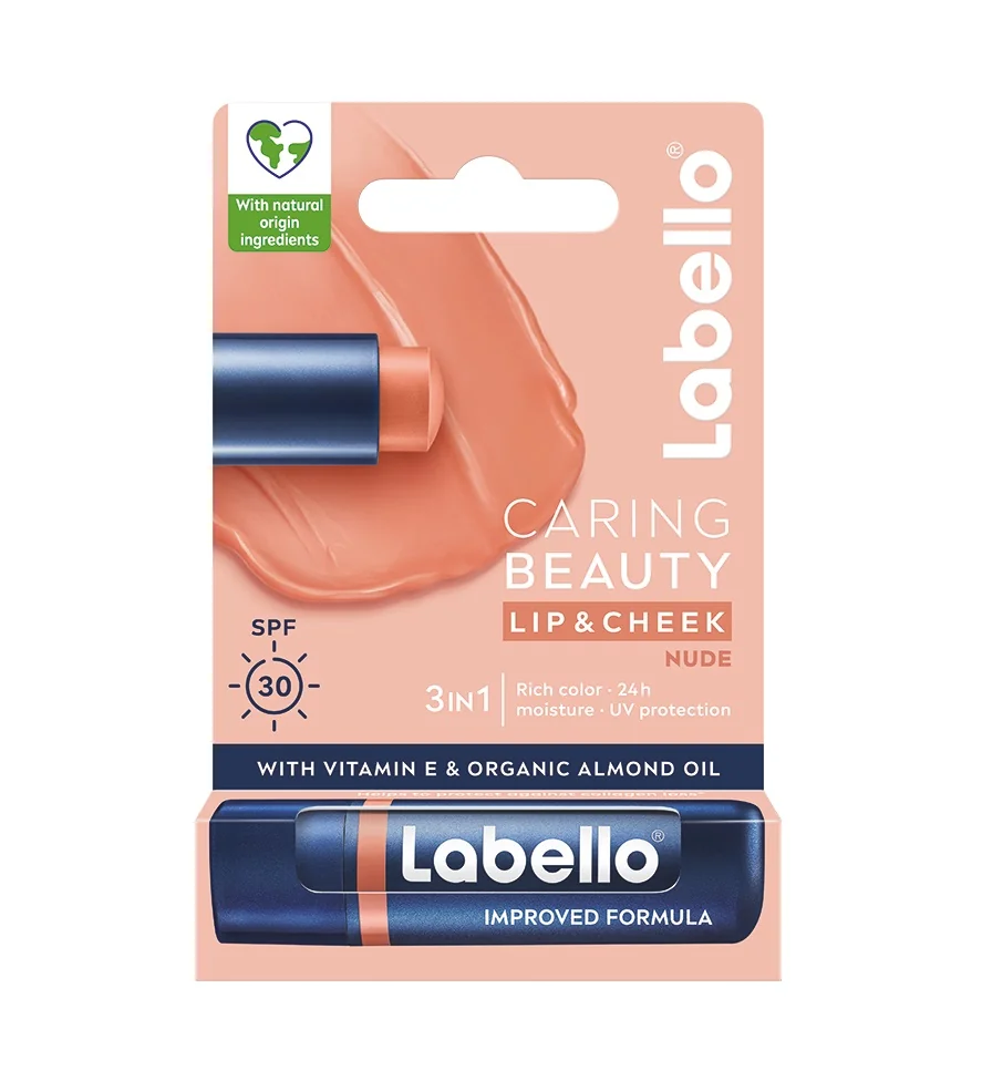Labello Caring Beauty Nude barevný balzám na rty a tváře 4,8 g