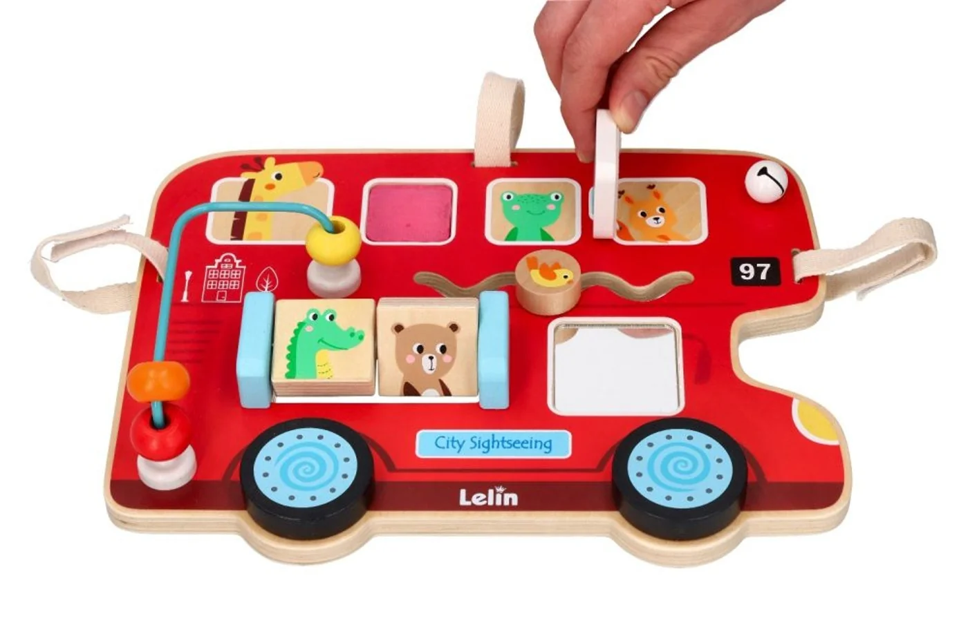 Lelin Edukační motorická dřevěná tabule - autobus