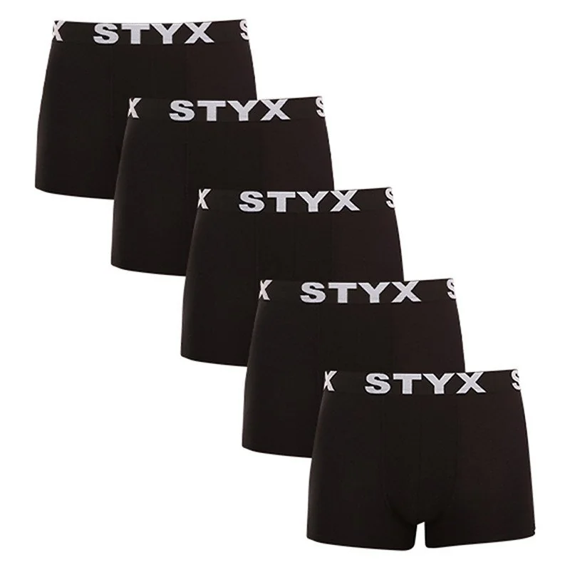 Styx 5PACK pánské boxerky sportovní guma nadrozměr černé (5R960) 4XL
