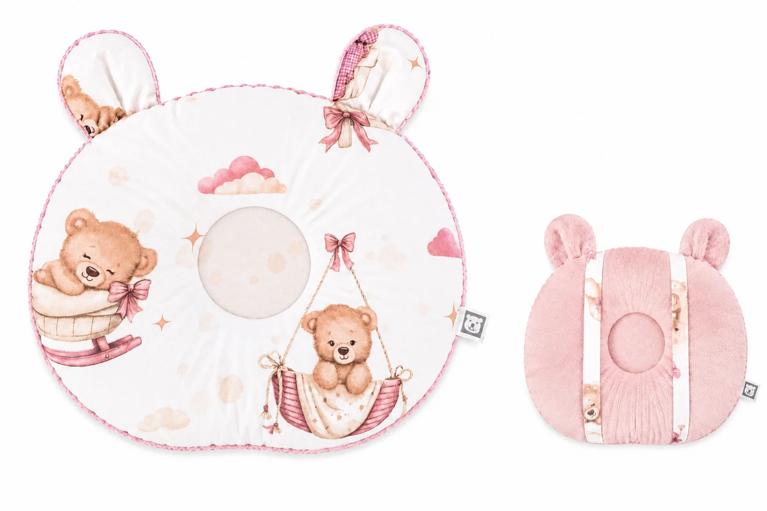 Baby Nellys Kojící polštář na ruku Bavlna/Minky, Medvídci, růžoví