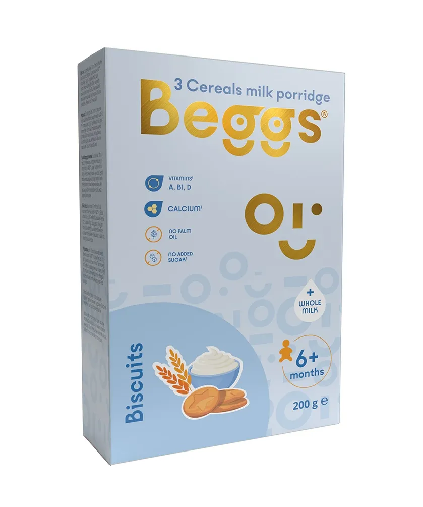 Beggs Mléčná 3zrnná kaše se sušenkami 200 g