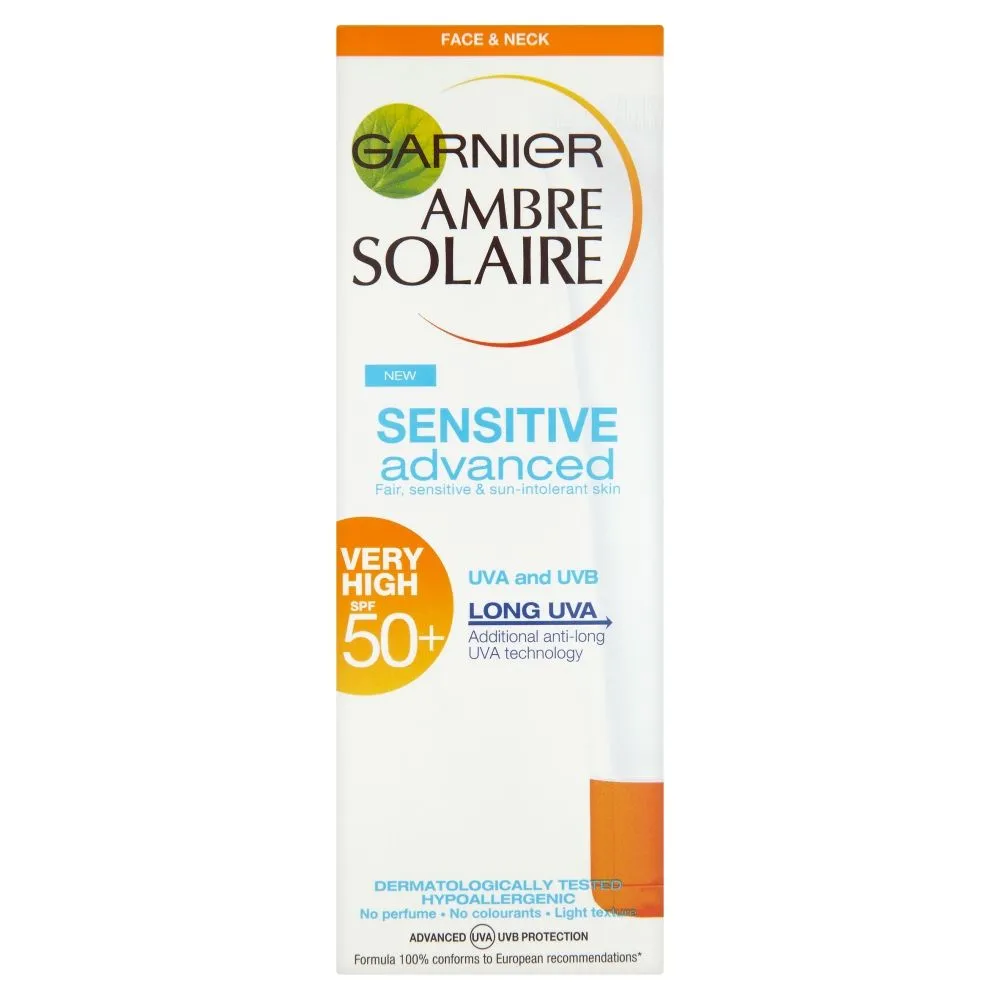 Garnier Ambre Solaire Opalovací krém na obličej pro citlivou pokožku SPF50+ 50 ml