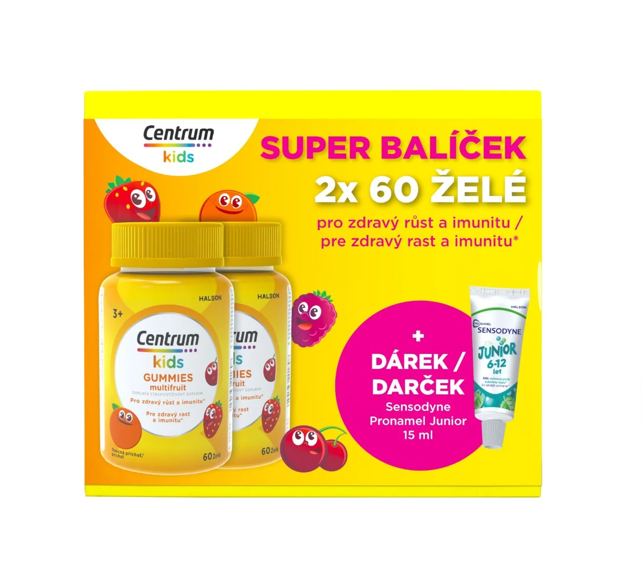 Centrum Kids Gummies multivitamín pro děti multifruit 60+60 ks