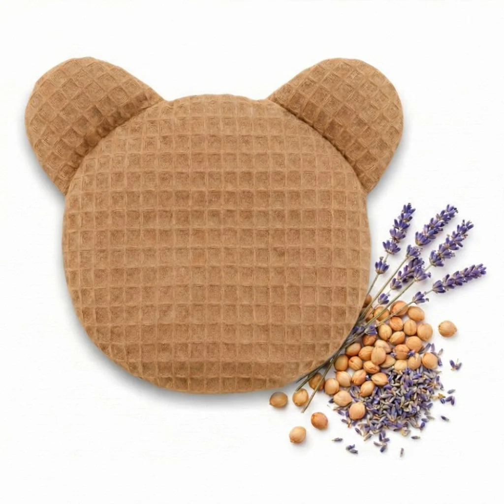 BocioLand Nahřívací polštářek TEDDY s třešňovými pecičkami a levandulí - hnědá