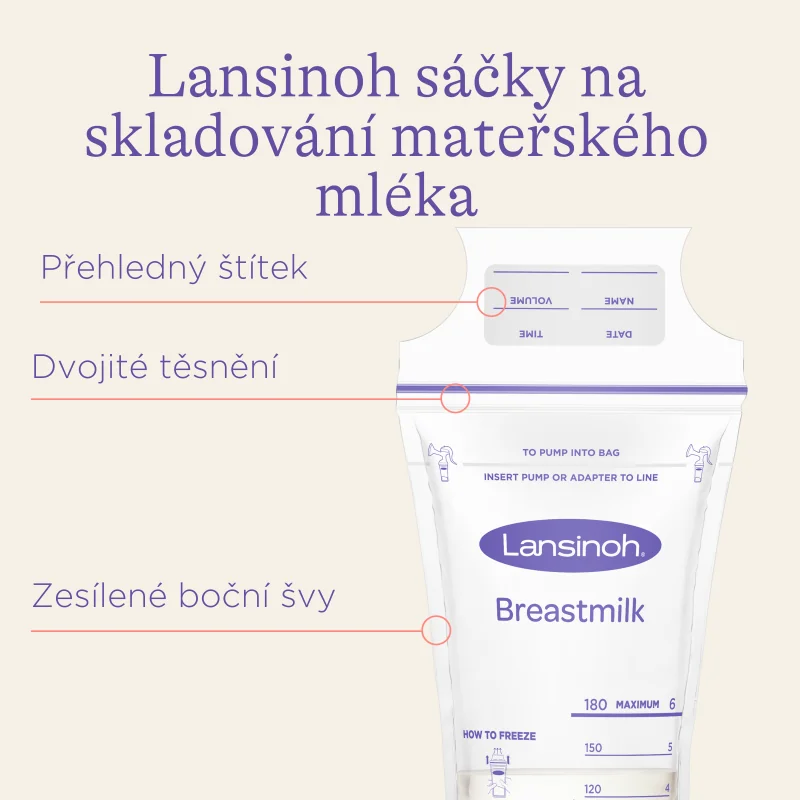 Lansinoh sáčky na skladování mateřského mléka 50ks