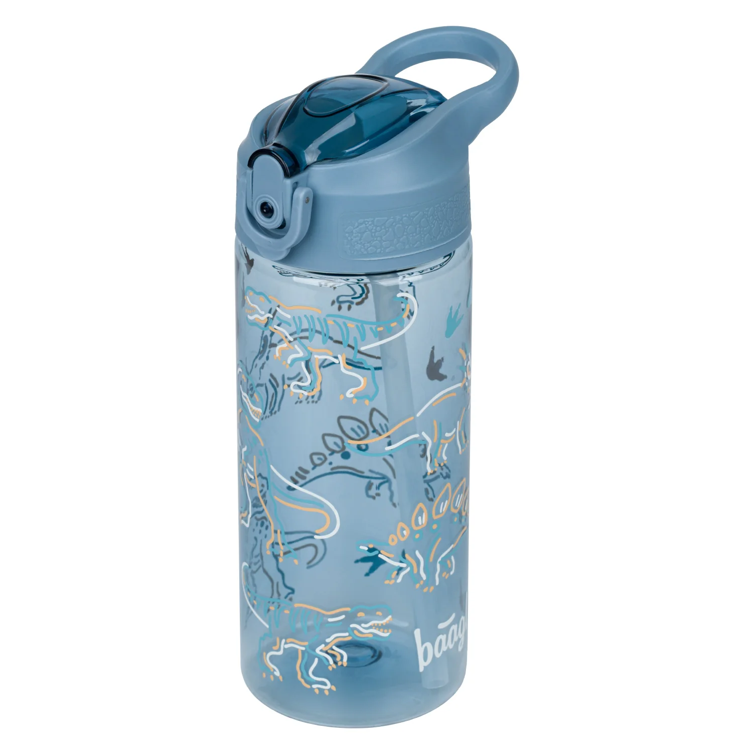 Baagl Tritanová láhev na pití s brčkem Dino, 500 ml 