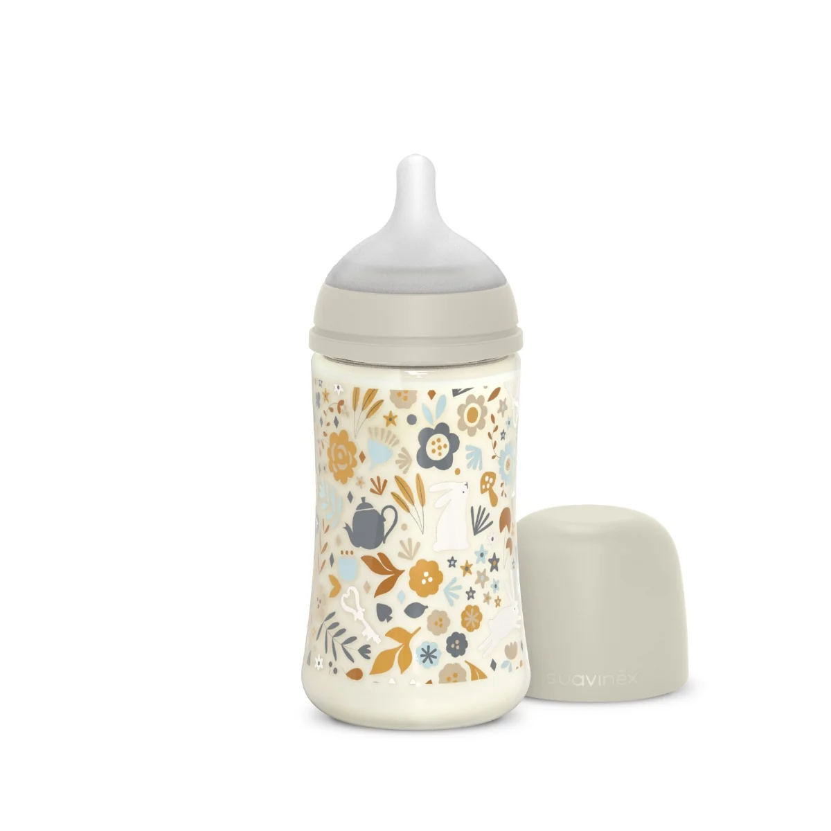 Suavinex Wonderland Kojenecká láhev průtok M 3m+ 270 ml 1 ks liberty krémová