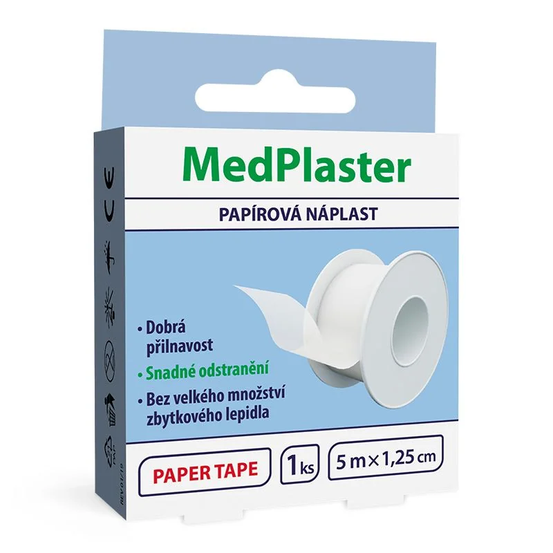 MedPlaster Náplast papírová cívková 5 m x 1,25 cm 1 ks