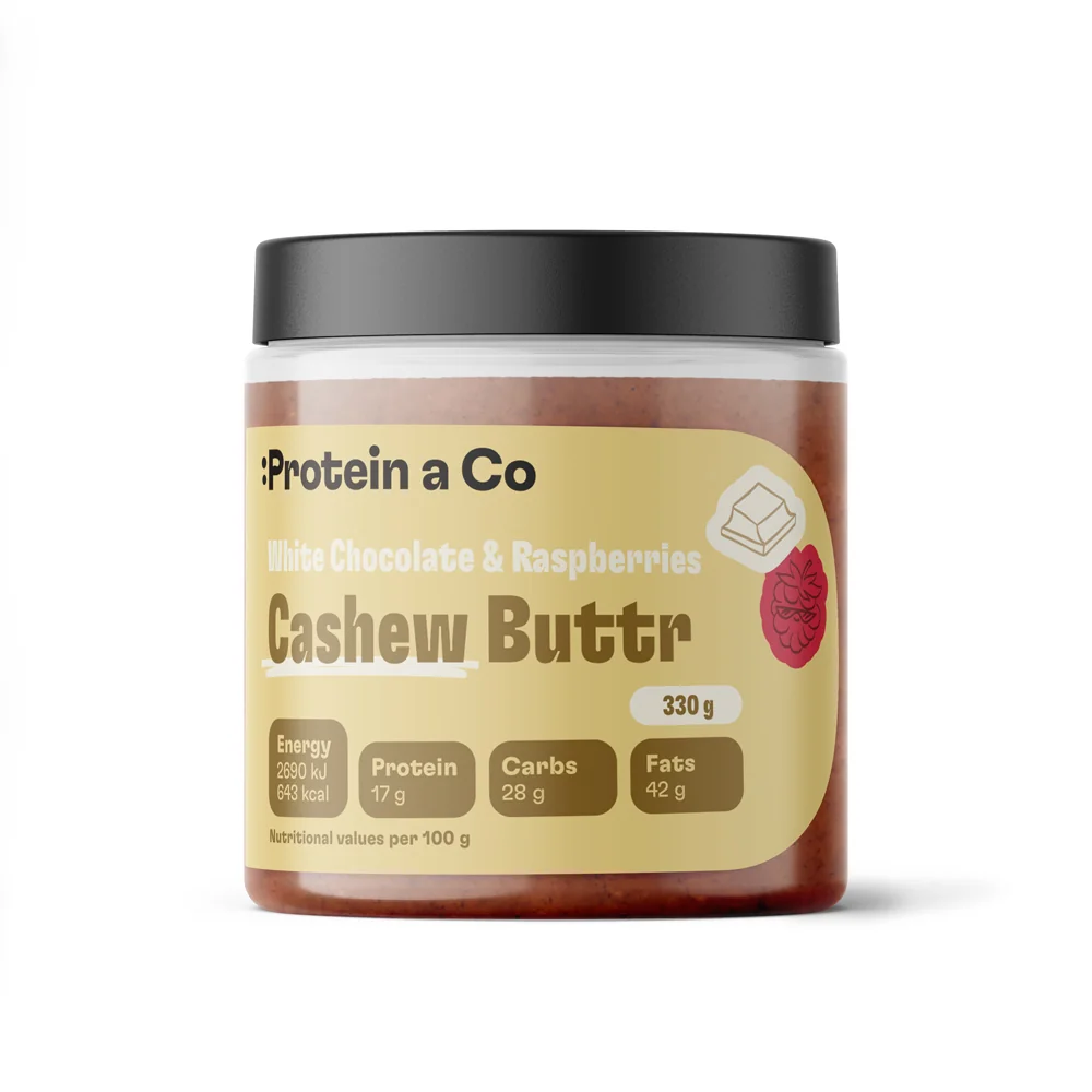 Protein a Co Kešu krém s bílou čokoládou a malinami 330 g