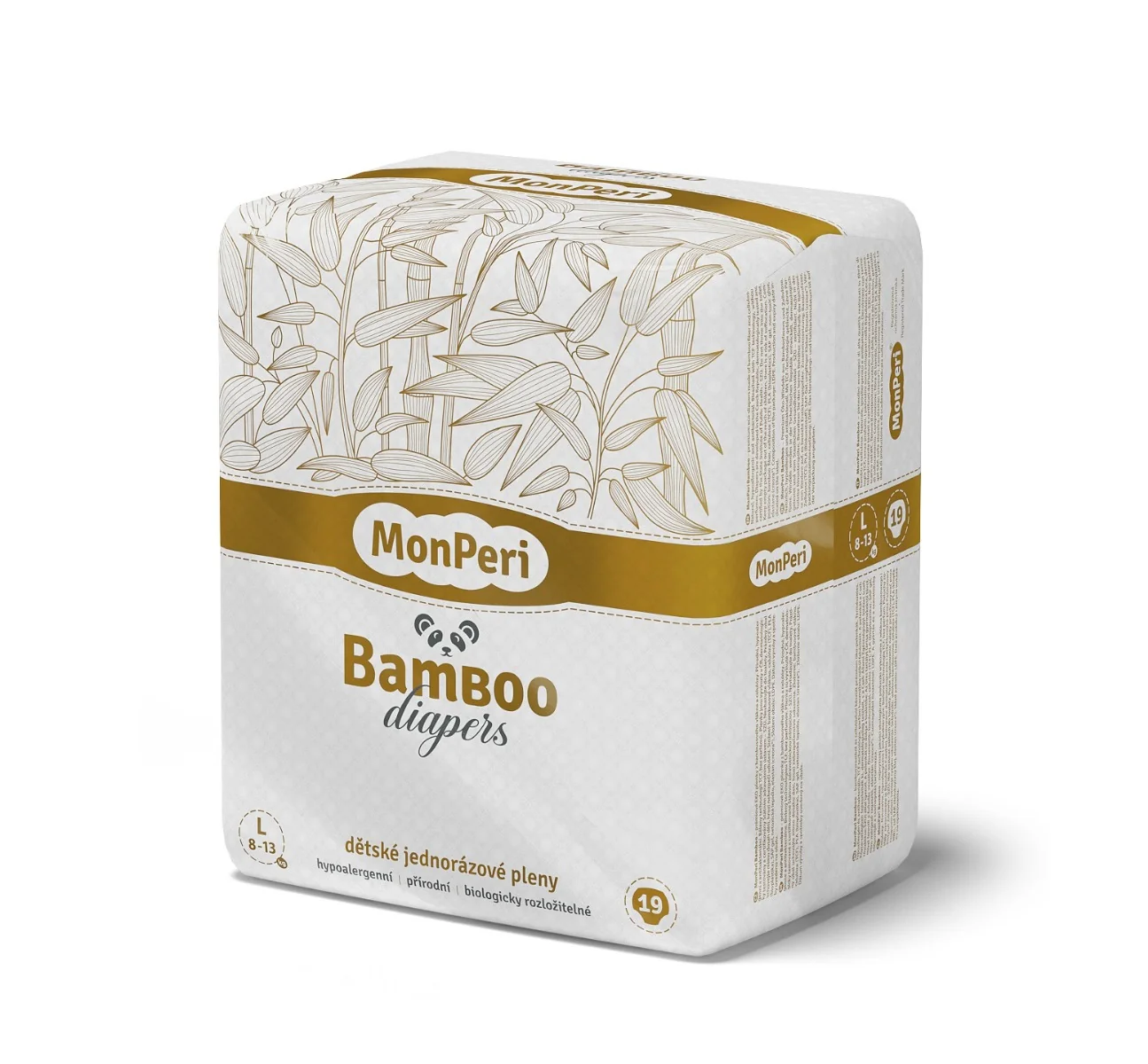 MonPeri Bamboo L 8-13 kg dětské plenky 19 ks