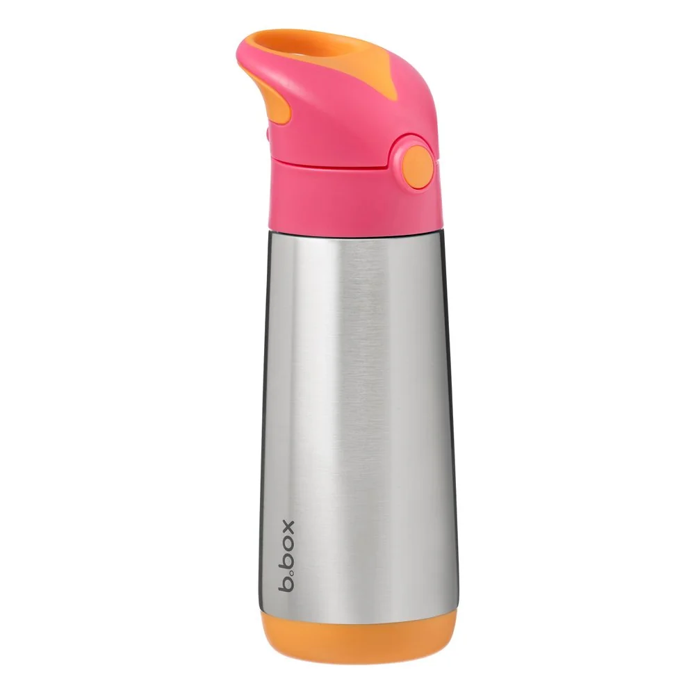 B.BOX Termoska na pití s brčkem 500 ml - růžová/oranžová