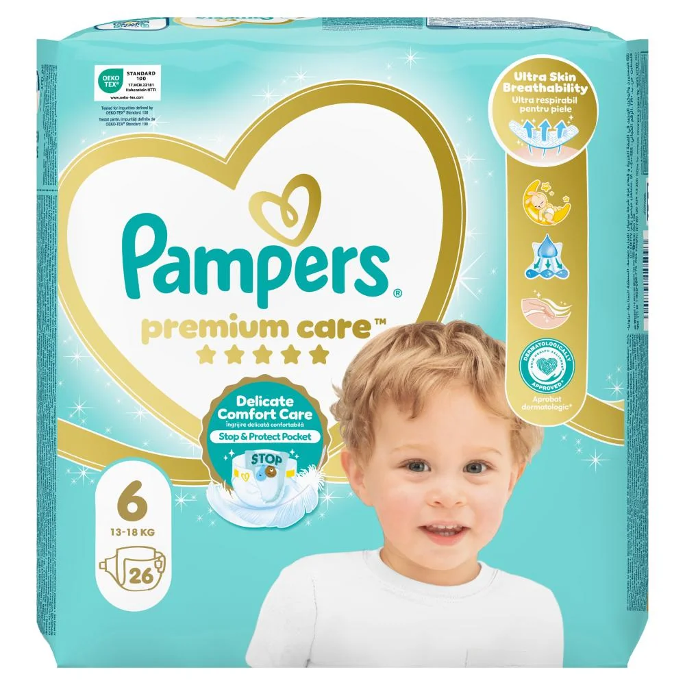 Pampers Premium Care vel. 6 13–18 kg dětské pleny 26 ks