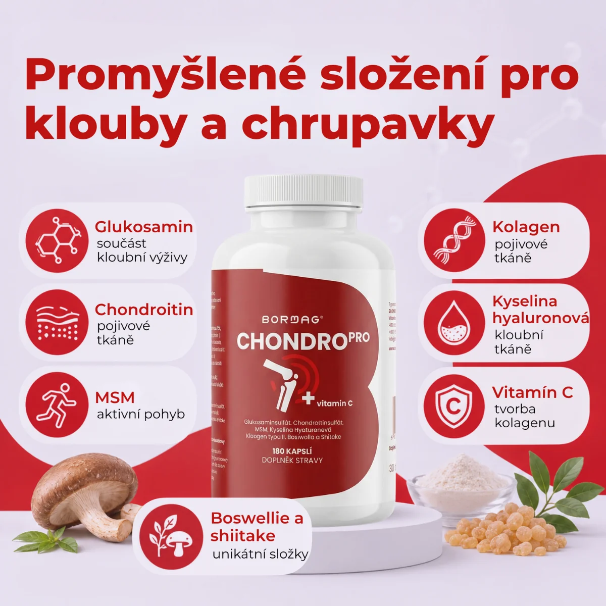 BORMAG ChondroPro komplex se shiitake a boswellií 180 kapslí