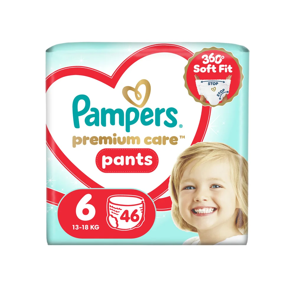 Pampers Premium Care Pants vel. 6 13–19 kg plenkové kalhotky 46 ks