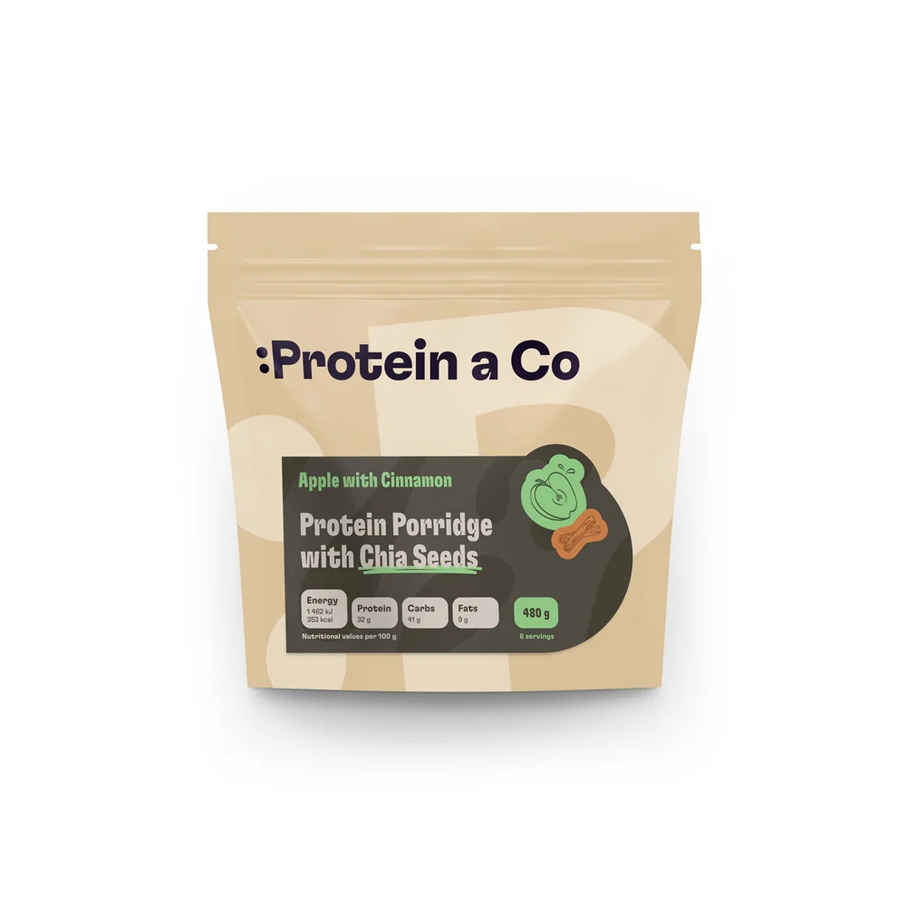 Protein&Co Proteinová kaše s chia 480 g Jablko se skořicí
