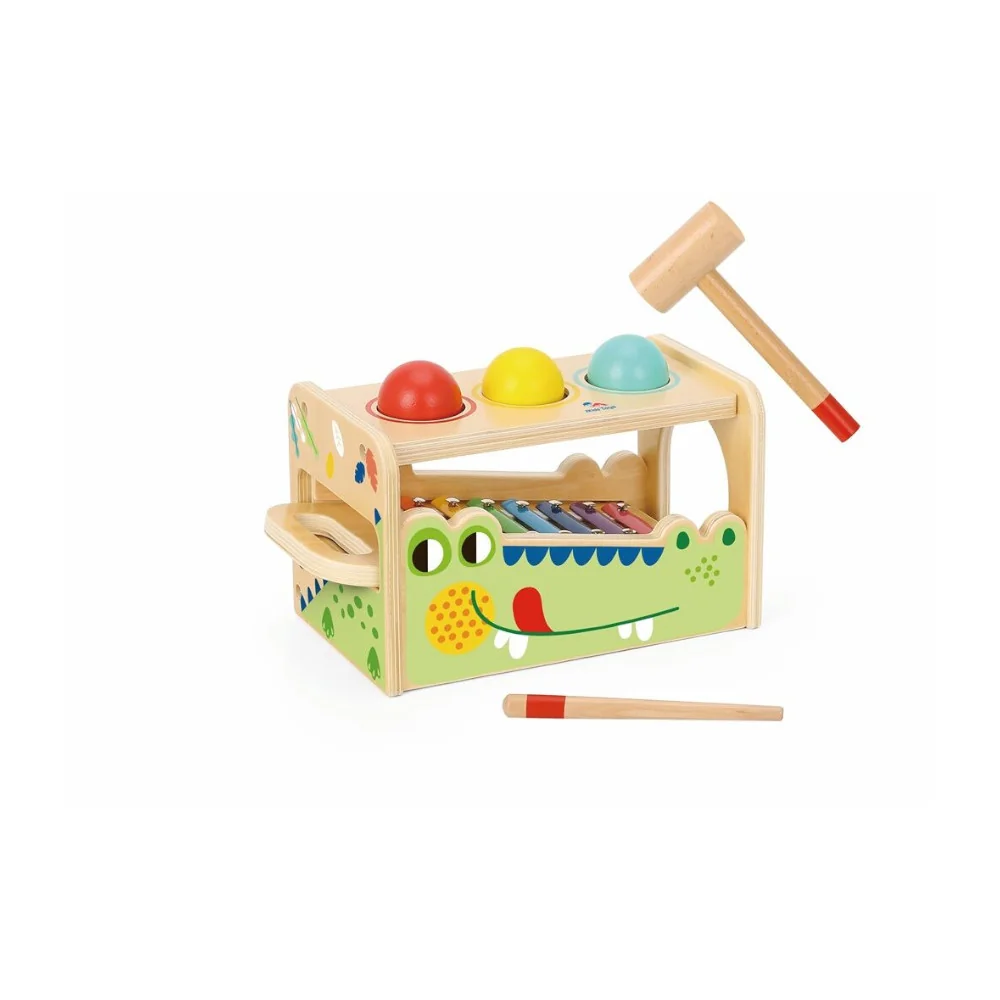 2Kids Toys Zatloukačka a xylofon Krokodýl 7 ks