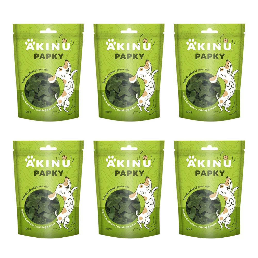 Akinu PAPKY Hvězda zelená pamlsek pro psy 6 x 100 g