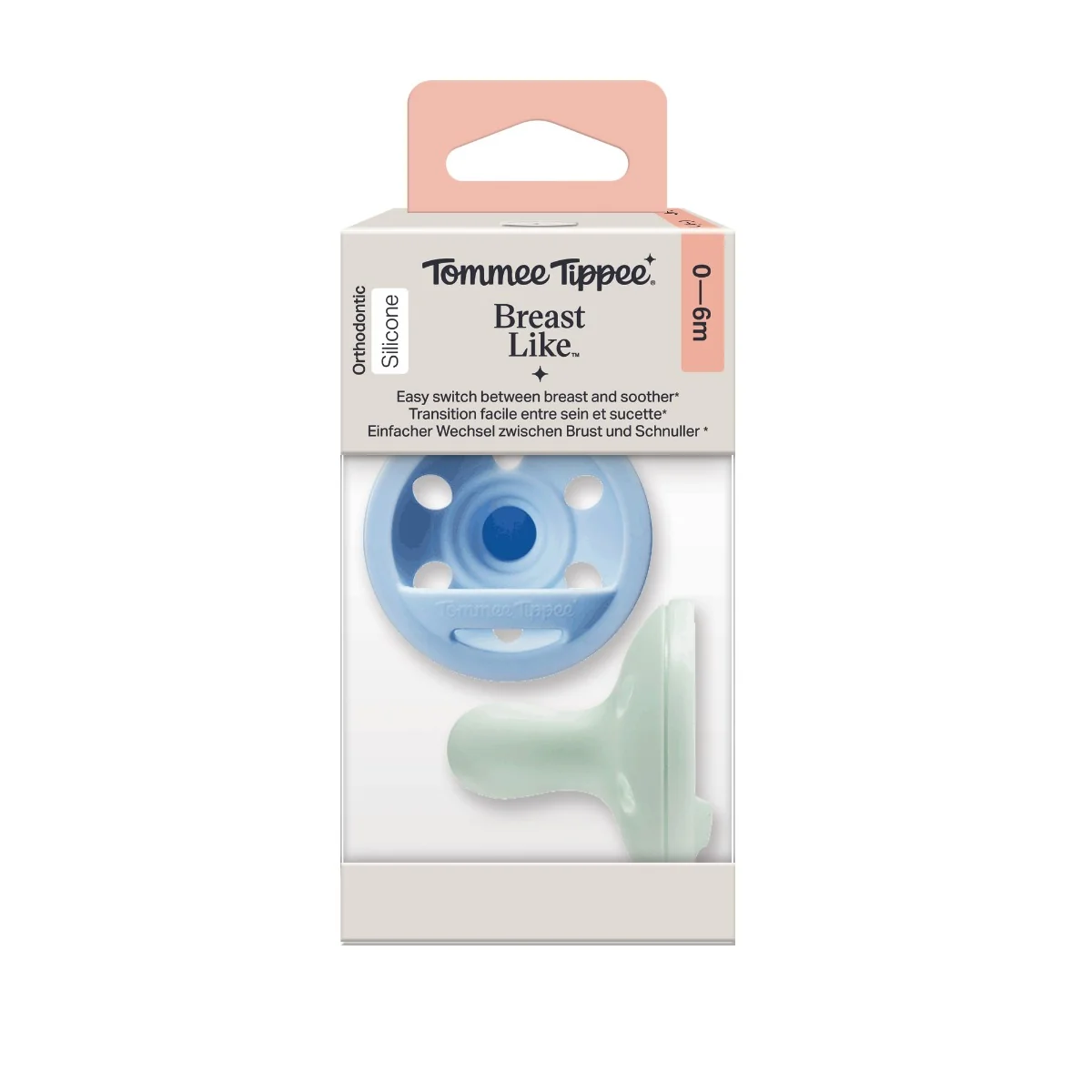 Tommee Tippee Breast-like silikonový dudlík 0-6m, Boy 2 ks modrá
