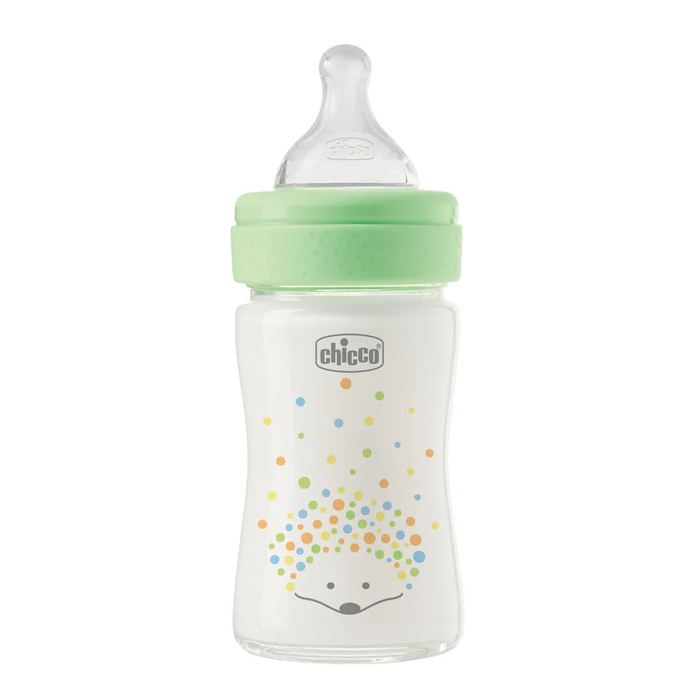 Chicco Kojenecká skleněná láhev Perfect Easy pomalý silikonový průtok 0m+ 150 ml neutrální