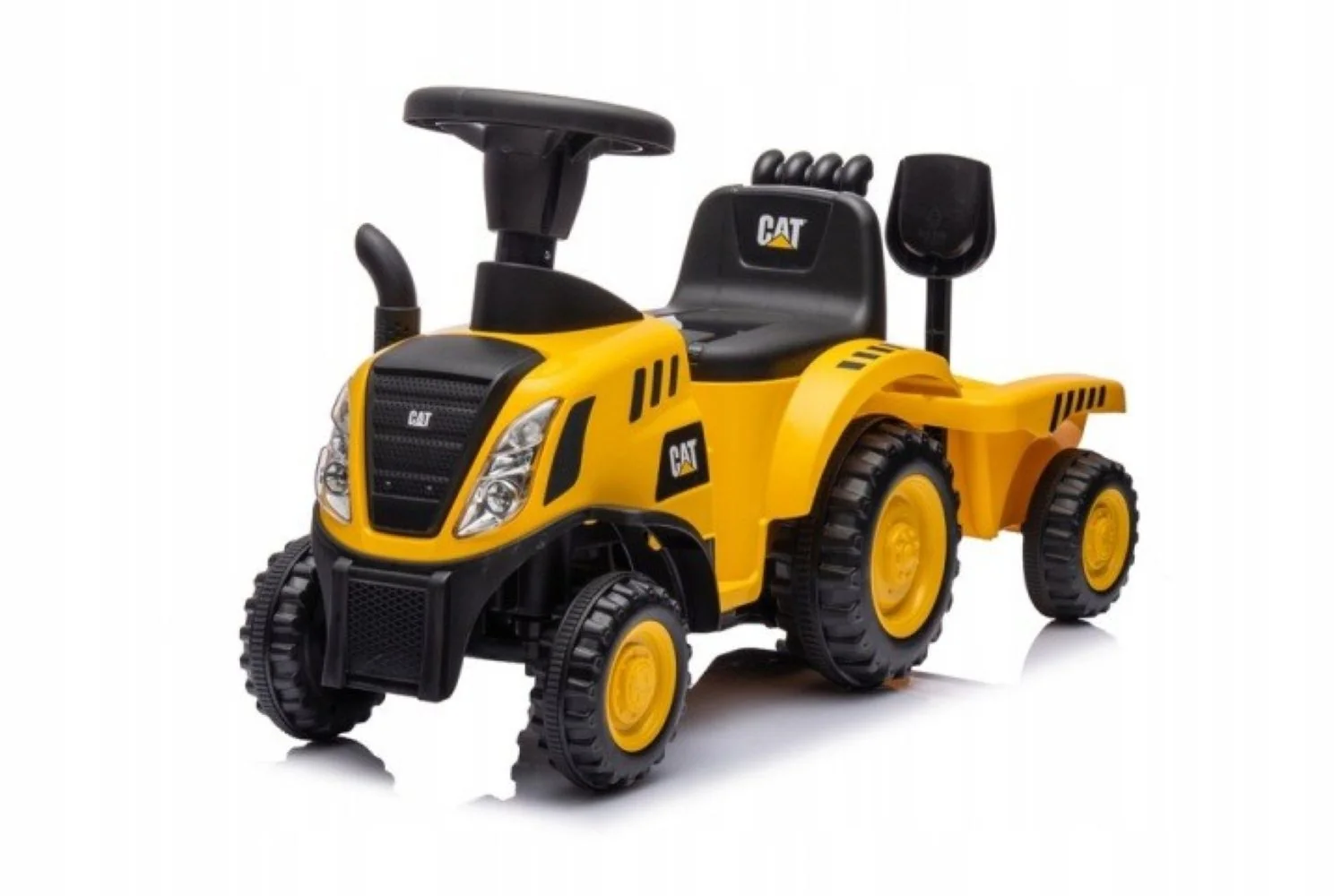 TULIMI Dětské odrážedlo traktor s přívěsem, nářadím a zvuky žluté