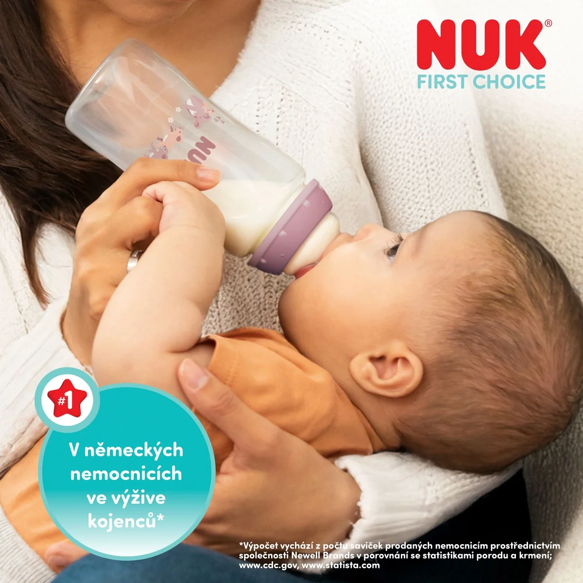 NUK First Choice Láhev 0m+ 150 ml 1 ks whale