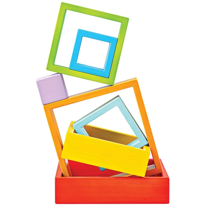 Bigjigs Toys Dřevěné skládací čtverce