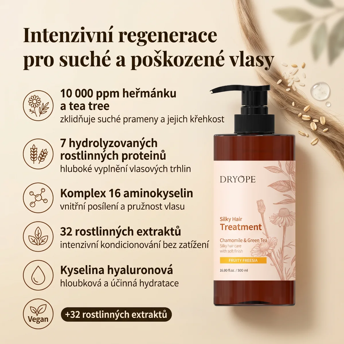 DRYOPE Fruity Freesia intenzivní pečující kúra na vlasy 500 ml