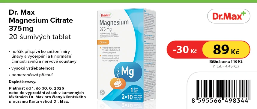 Dr. Max Magnesium Citrate 375 mg 2x10 šumivých tablet Dr. Max Magnesium Citrate 375 mg 2x10 šumivých tablet