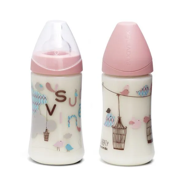 Suavinex Set lahví pro holčičku 0m+ 270 ml 2 ks růžová
