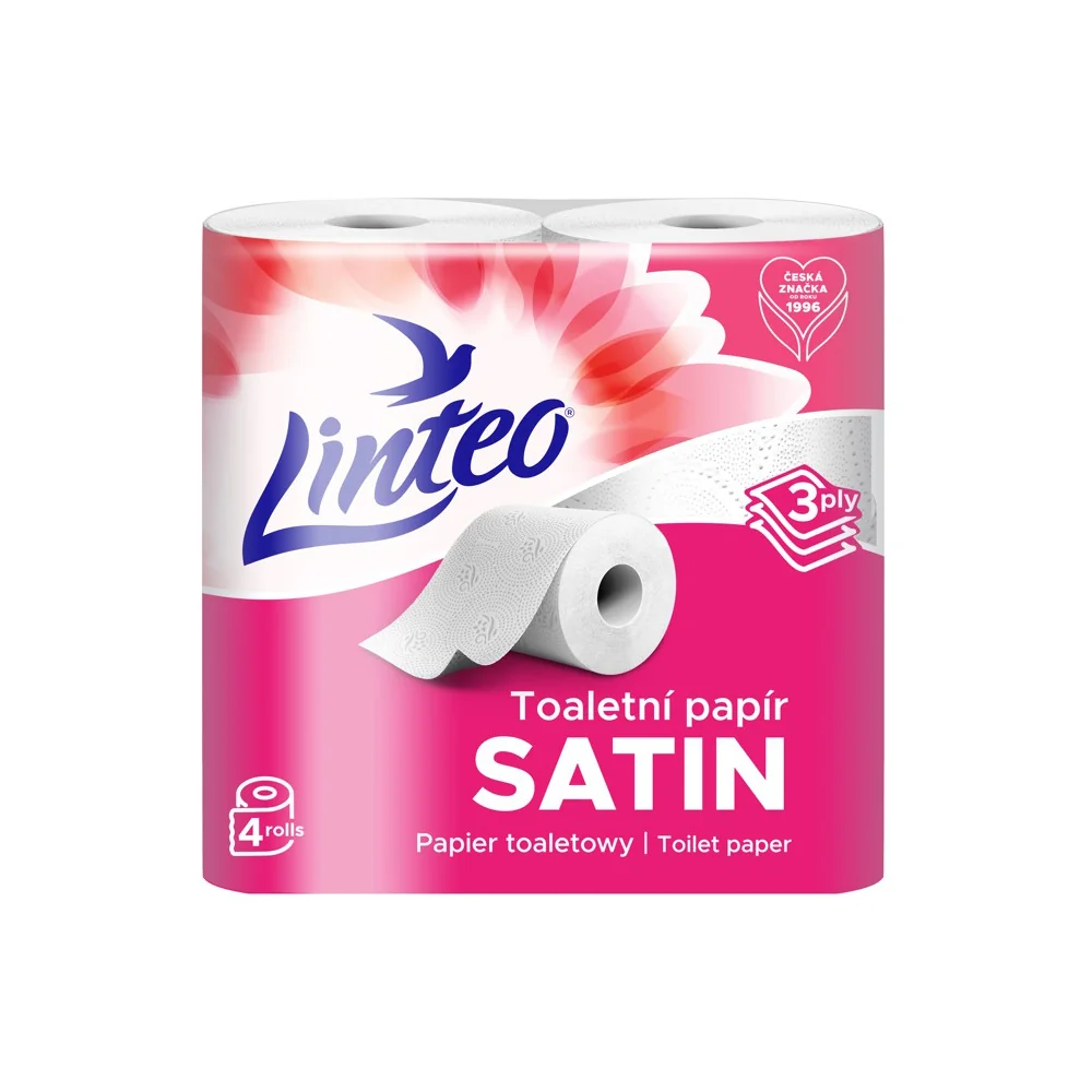 Linteo Satin Toaletní papír 3vrstvý bílý 4 role