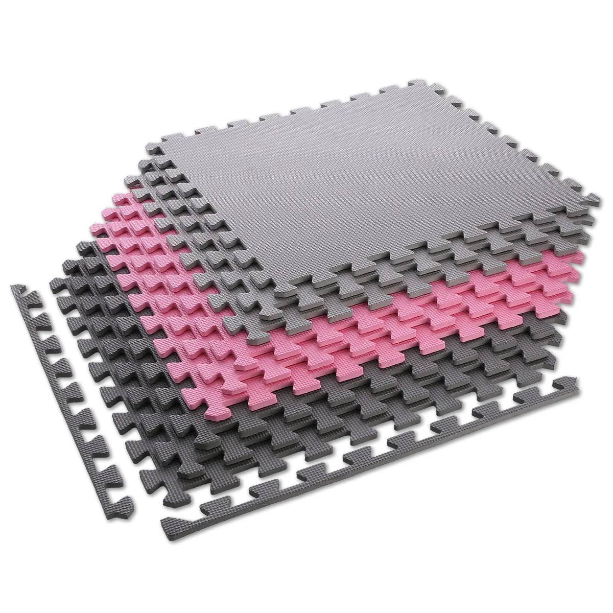 One Fitness Ochranná puzzle podložka MP10 růžovo-šedá