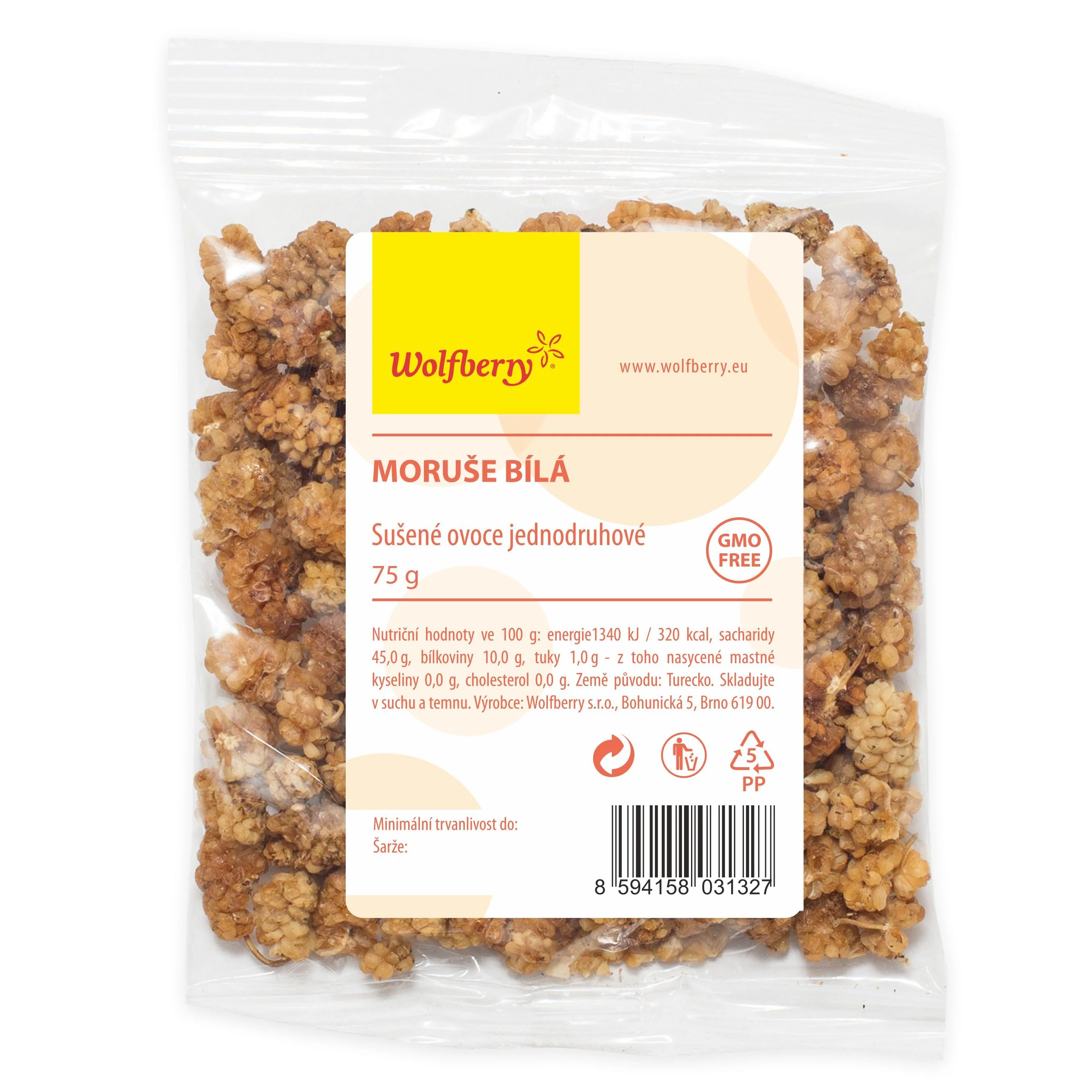 Wolfberry Moruše bílá sušené plody 75 g