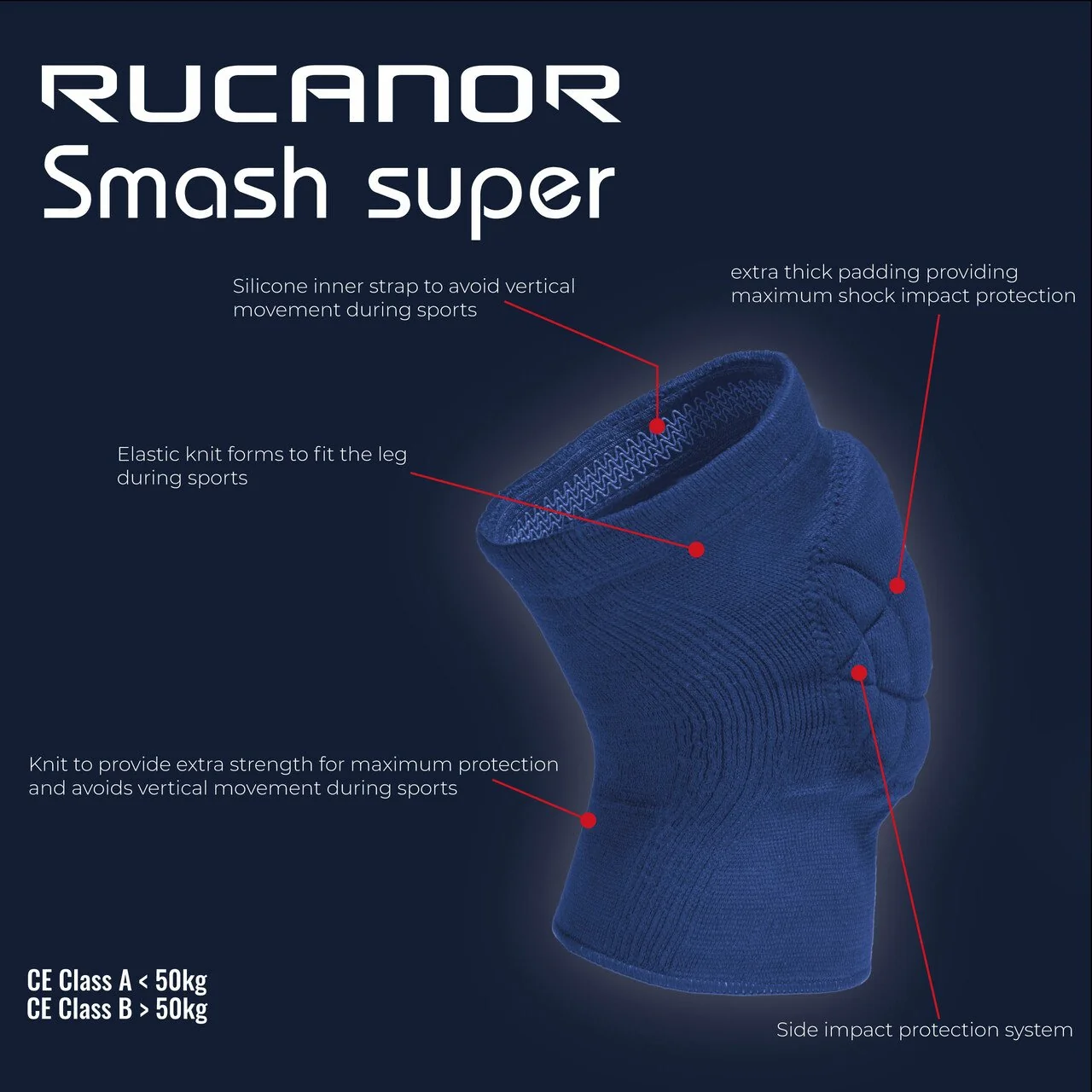 Rucanor Chránič kolen Smash SUPER, Barva: černá Velikost: XS