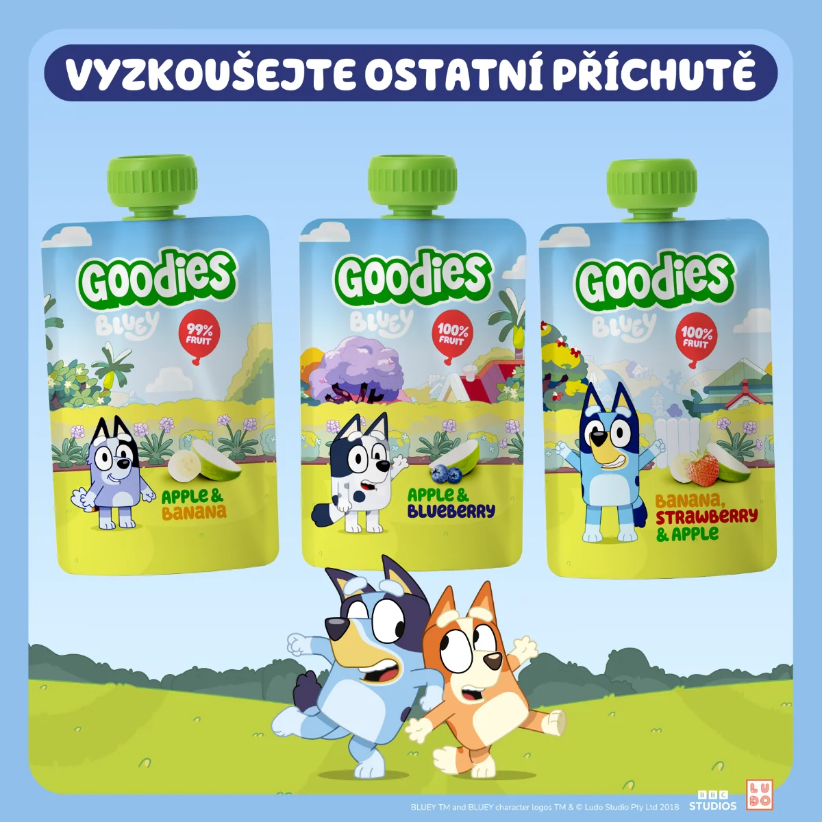 Goodies Bluey Jablko a borůvka 100g kapsička 100 g