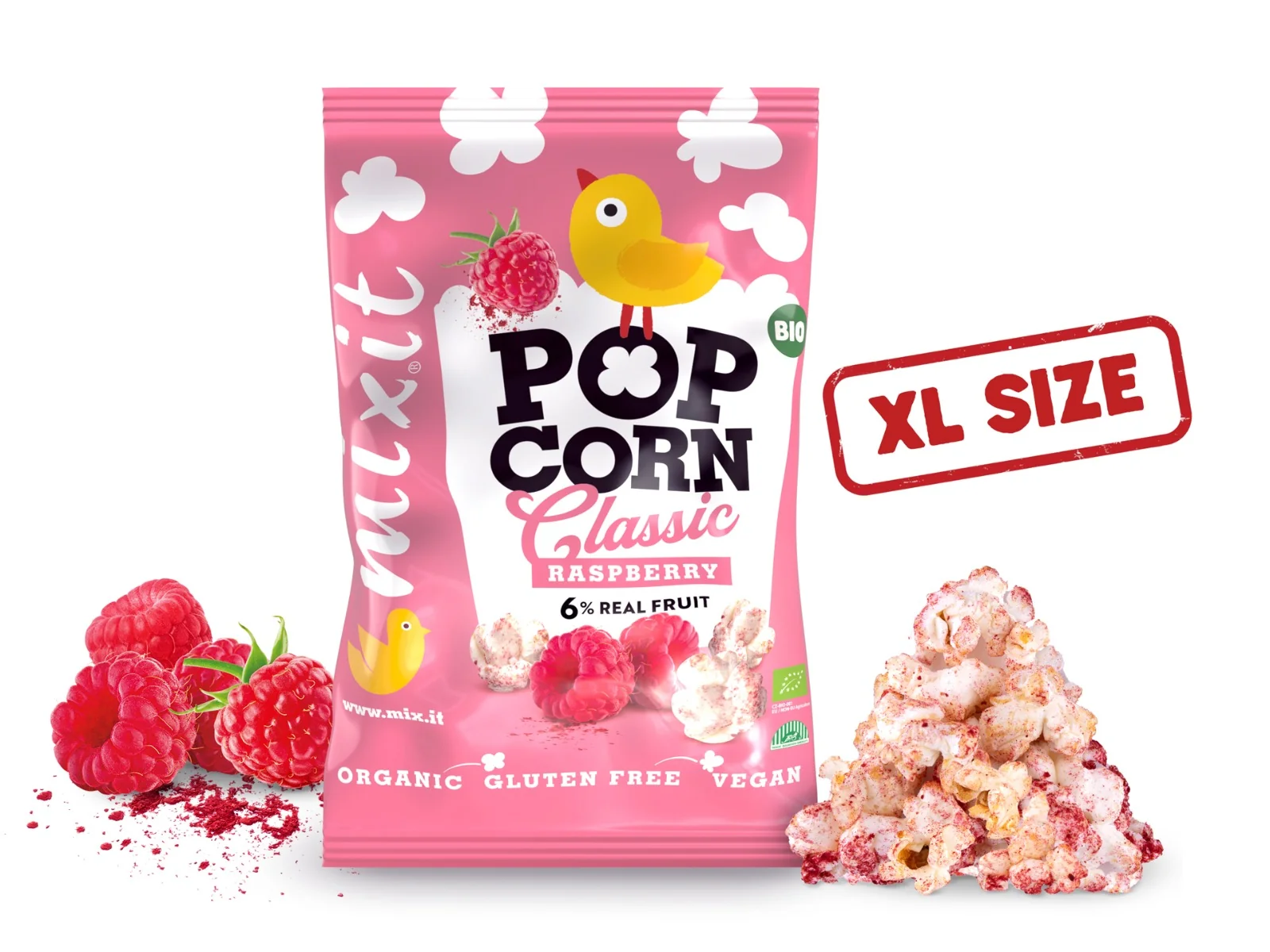 Mixit Velký BIO popcorn Malina 75 g