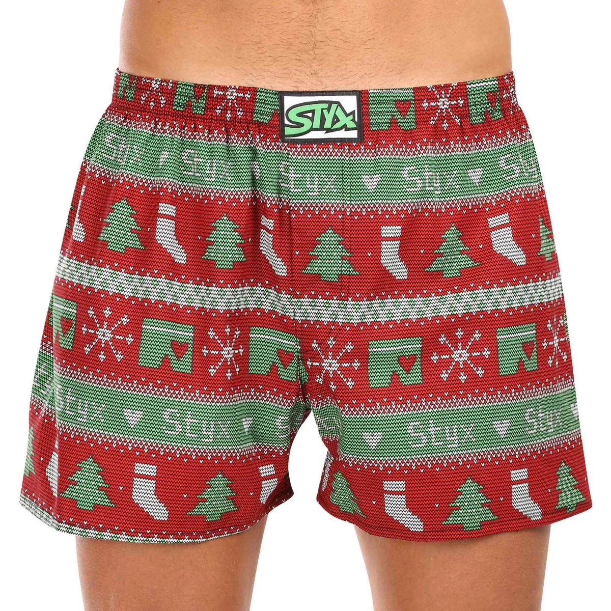 Styx Pánské trenky art klasická guma nadrozměr Vánoce pletené (E1658) 4XL