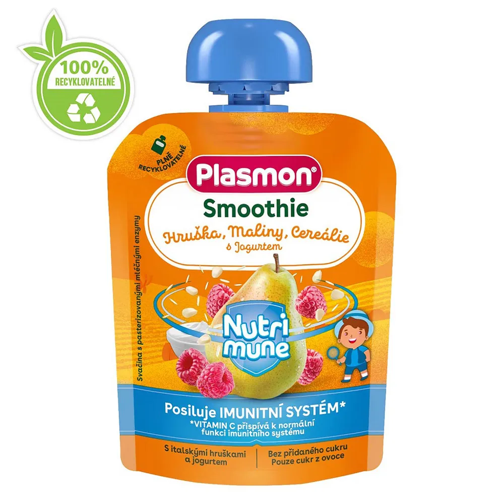 Plasmon Kapsička Smoothie NUTRI-MUNE Hruška a malina s cereáliemi 85 g