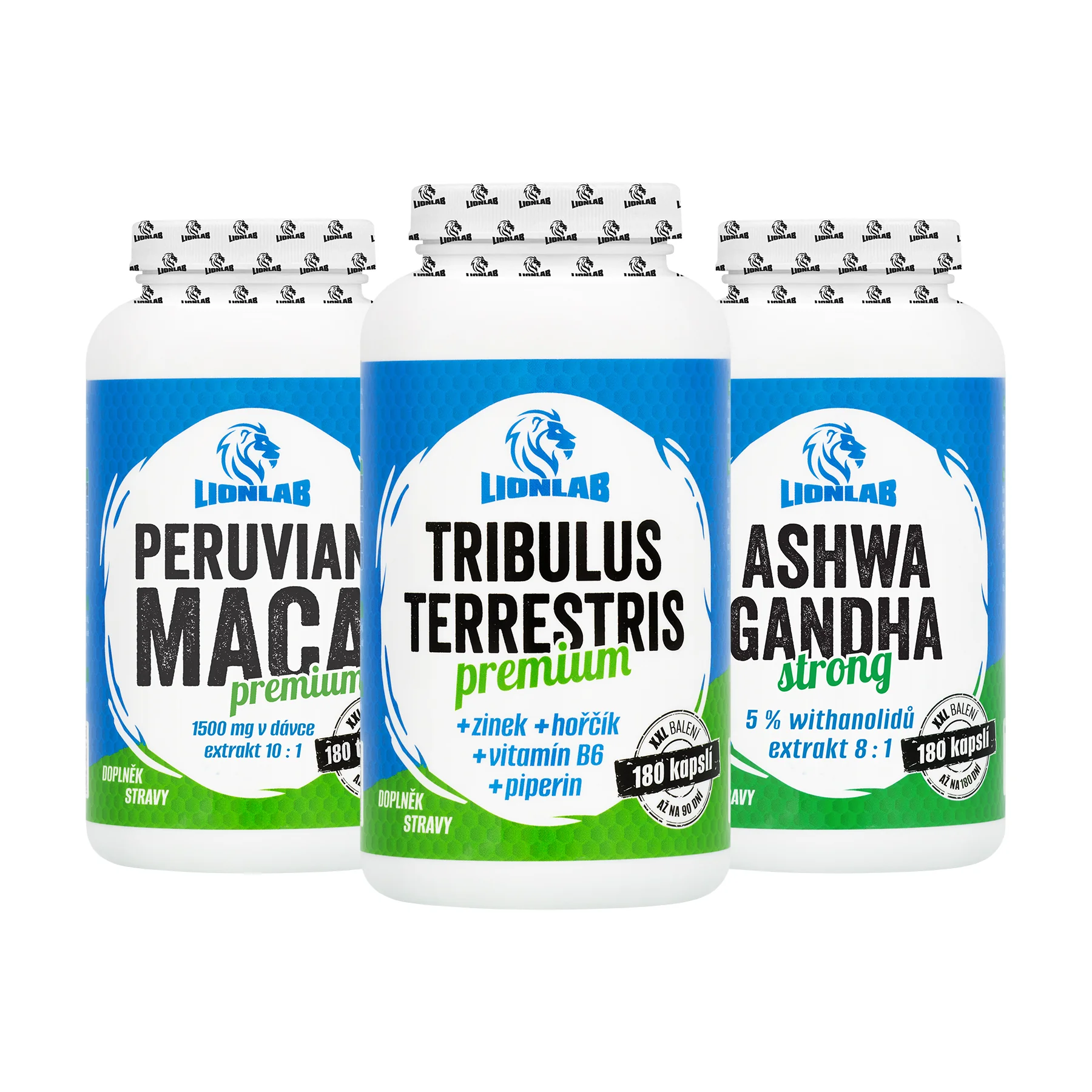 Lionlab Ashwagandha, Maca a Tribulus - AKCE 1+1+1