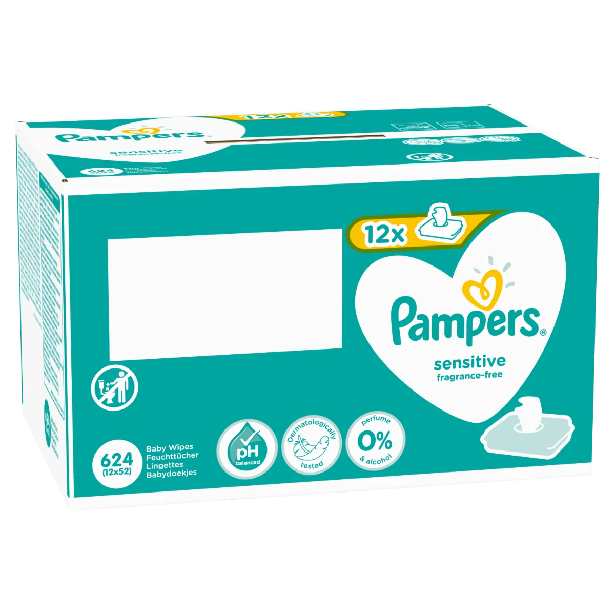 Pampers Sensitive vlhčené ubrousky box 12x52 ks