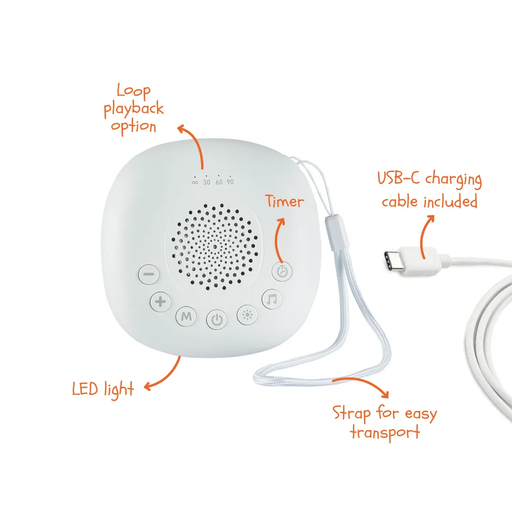 Zopa Přenosný usínací modul Premium s LED světlem, bílým šumem a zvuky, White