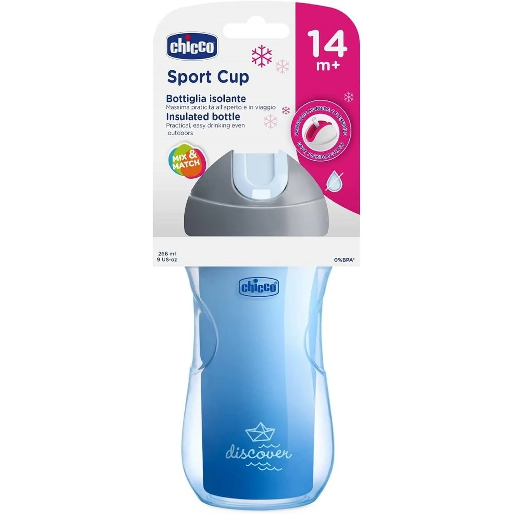 Chicco Hrneček Sport termo s brčkem 266 ml modrý 14m+