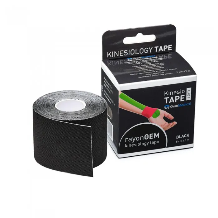 GM rayon kinesiology tape hedvábný 5 cm x 5 m black