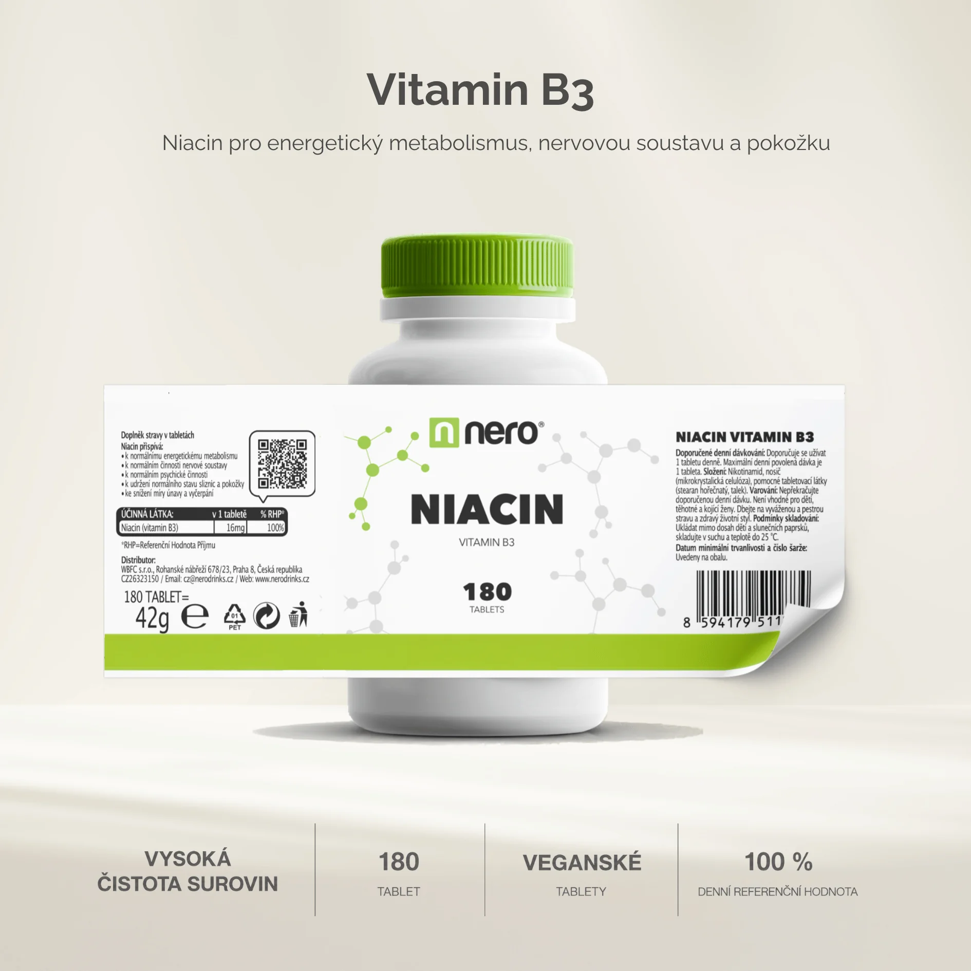 NERO Vitamin B3 Niacin Premium 180 tablet