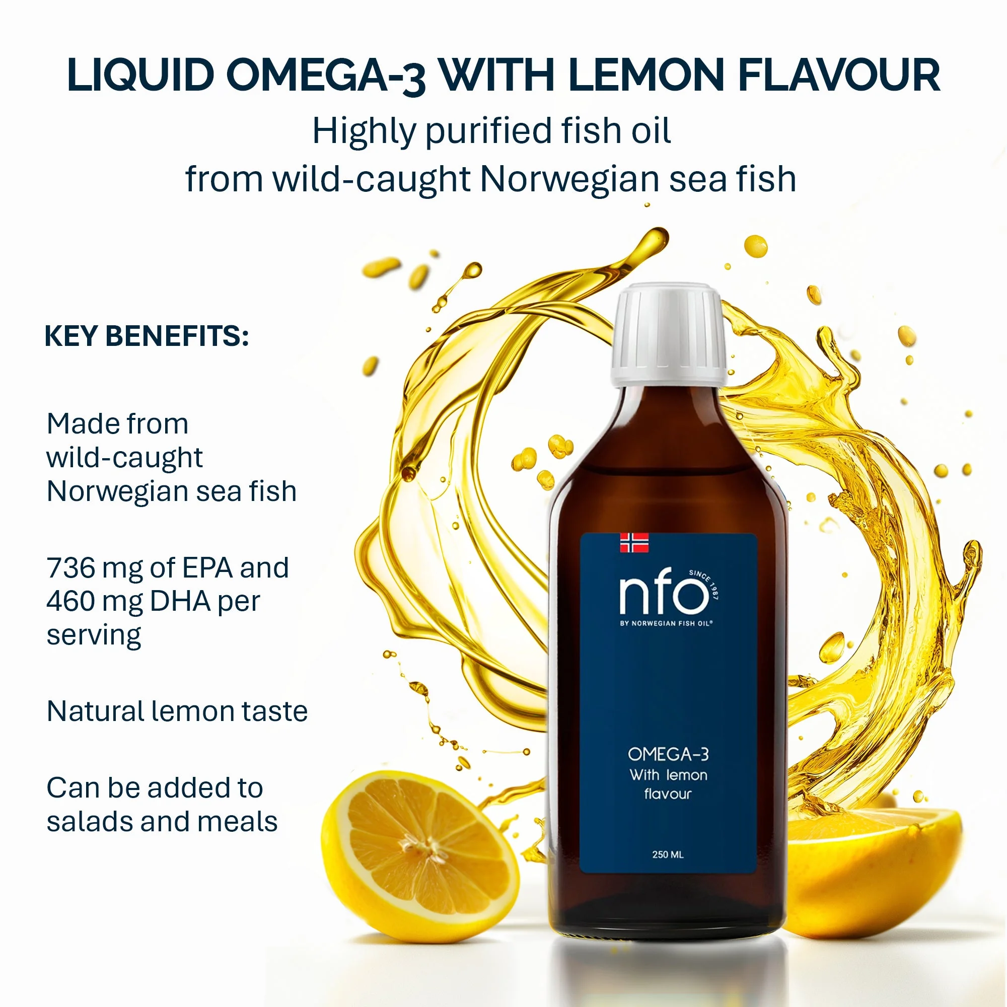 NFO Tekutý Omega-3 citron 250 ml kapalný