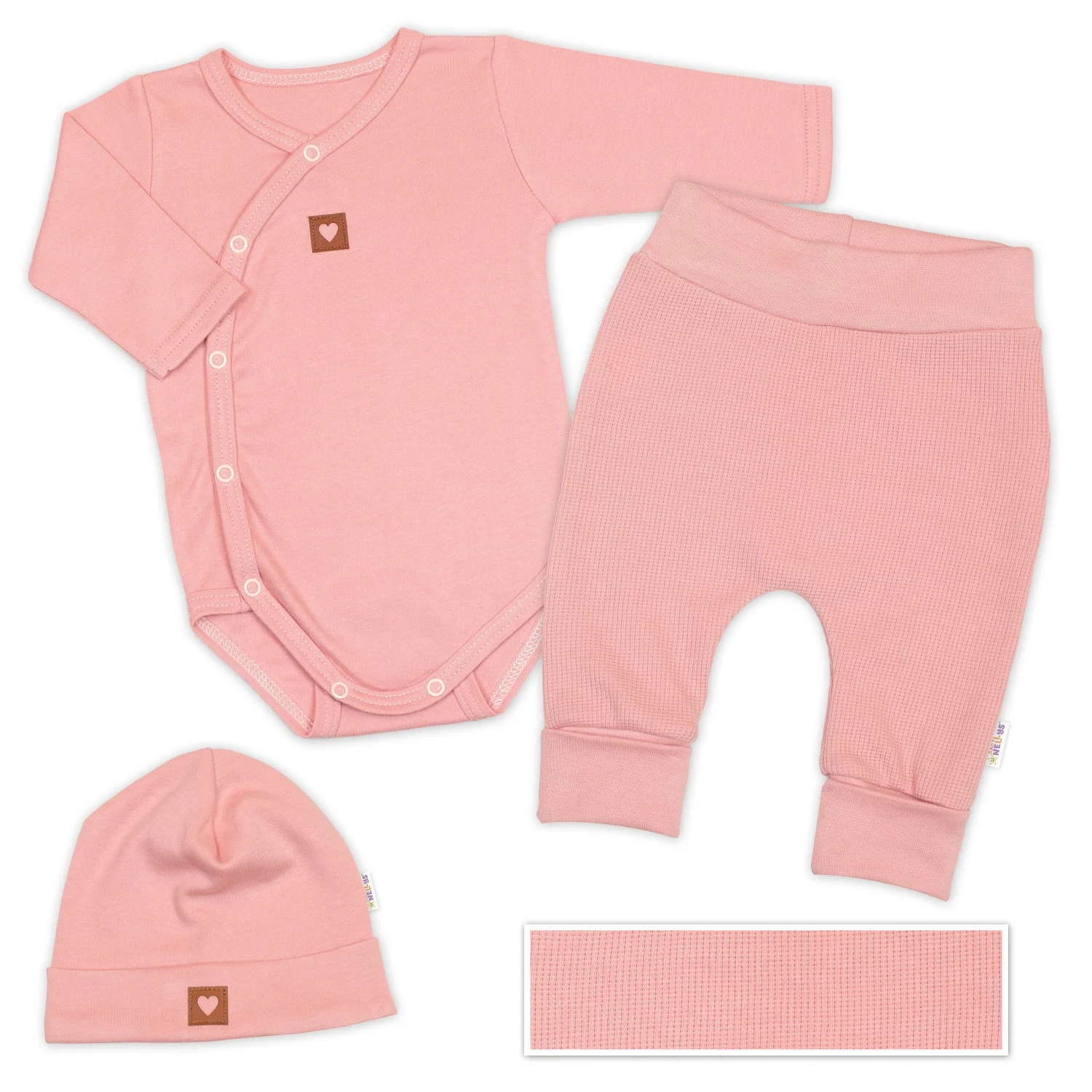 Baby Nellys Rostoucí 3dílná sada pro miminko Nature - korálová, vel. 56/62