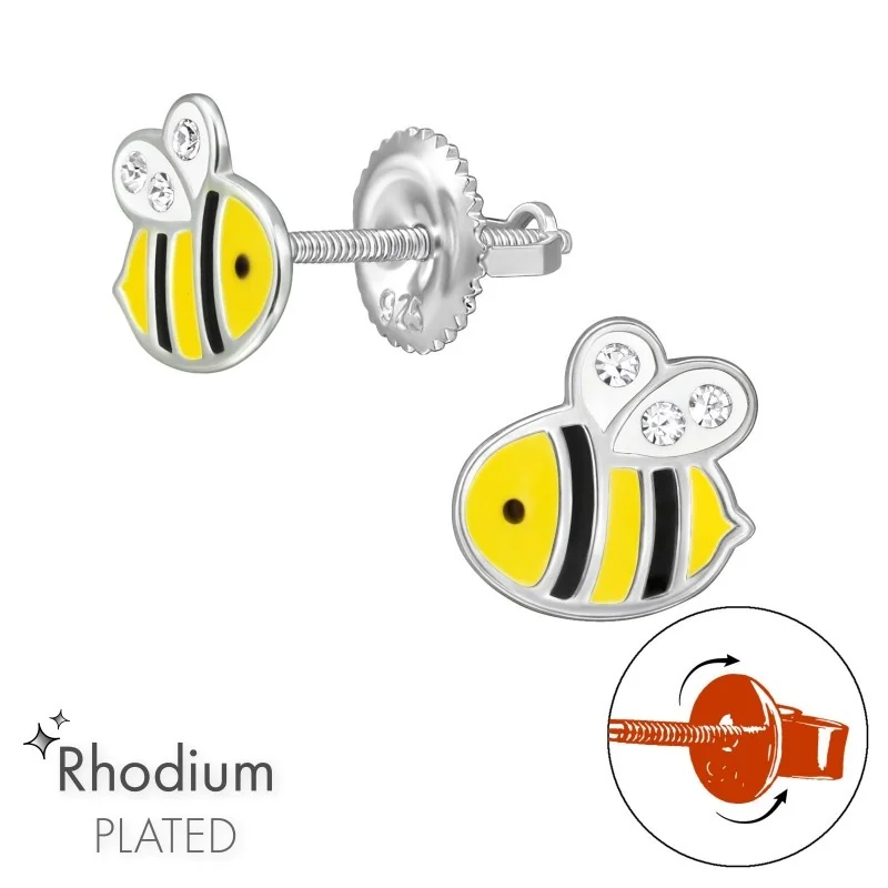SILVER Dětské stříbrné náušničky Včelky, se šroubovací puzetou 