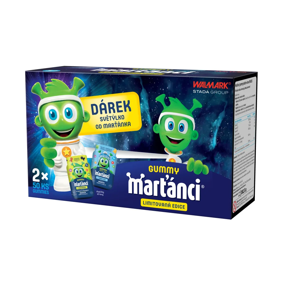 Marťánci Gummy 2x50 ks + světýlko