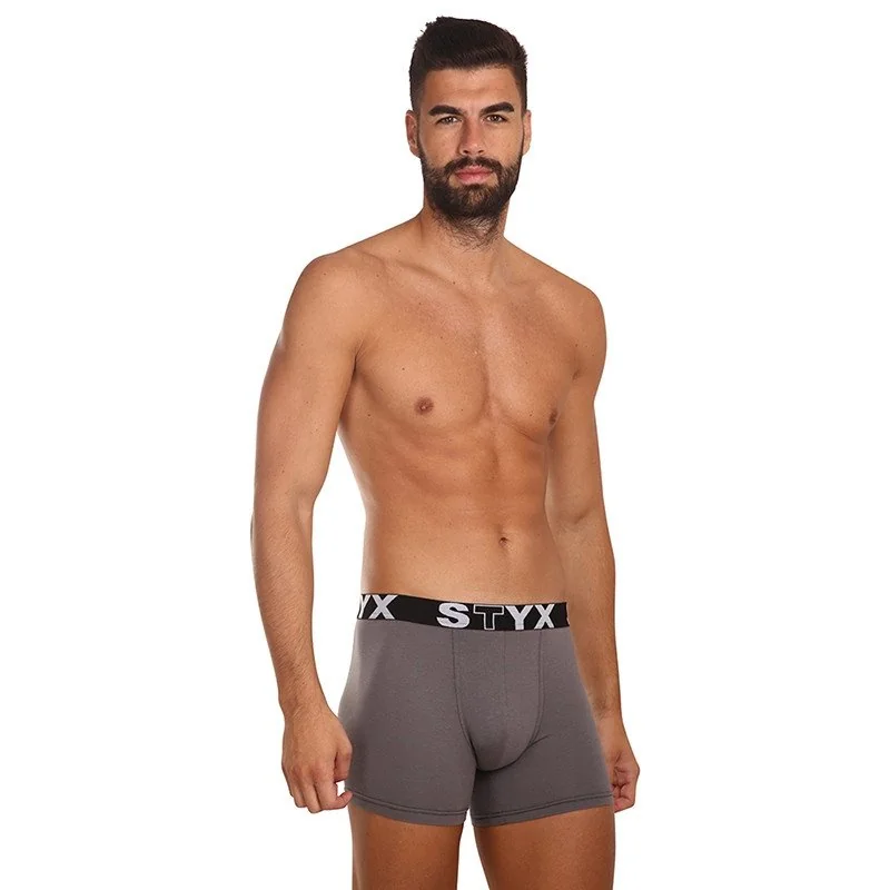 Styx Pánské boxerky long sportovní guma tmavě šedé (U1063) L